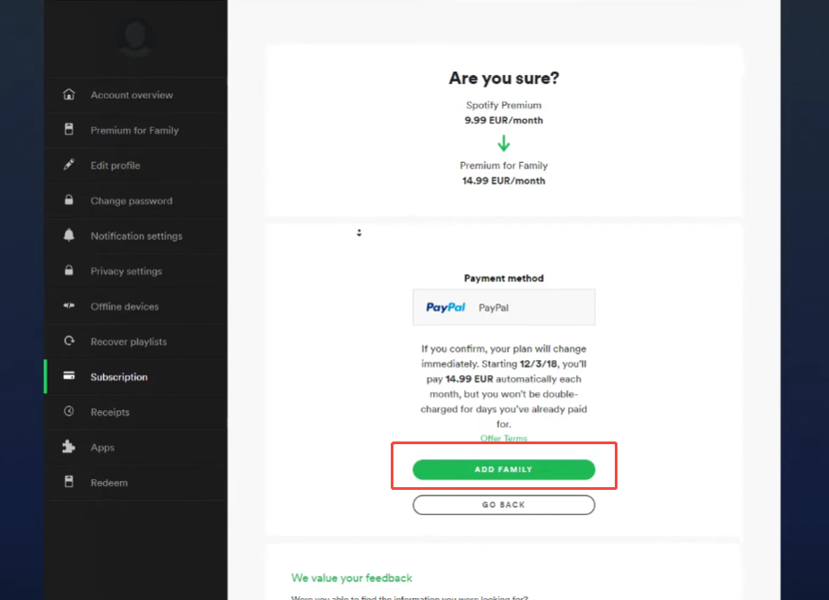 How to Change Spotify Plan from Individual to Family?